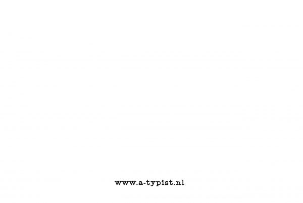 De achterkant van de Steuntje in de rug-kaarten. Het is een wit vlak met aan de onderkant in het midden een link naar mijn website: www.a-typist.nl