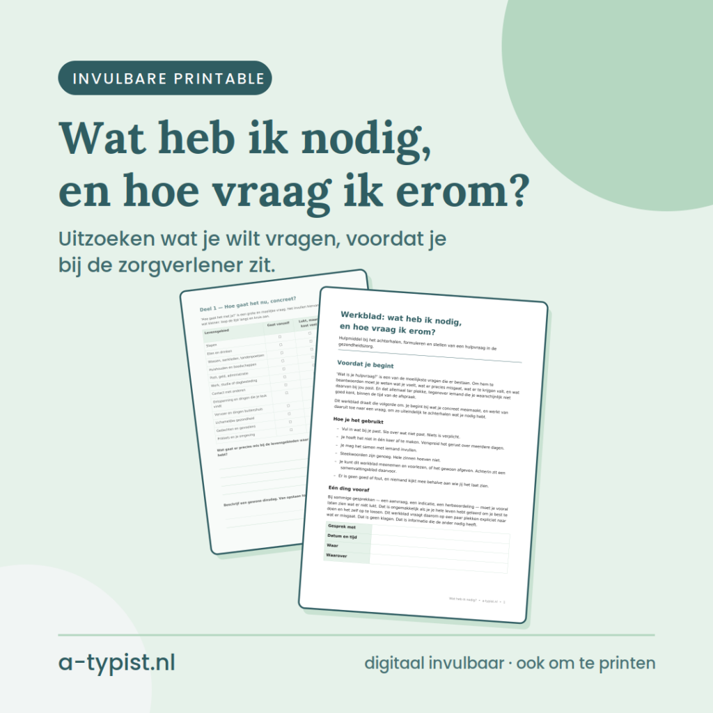 Plaatje bij het werkblad over hulp vragen met een voorbeeldje van het werkblad erin